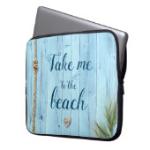 Kustturquoise rustiek hout brengt me naar het stra laptop sleeve (Voorkant Links)