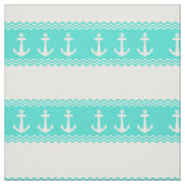 Kustturquoise Stripe Anchor Nautical Stof (Swatch)