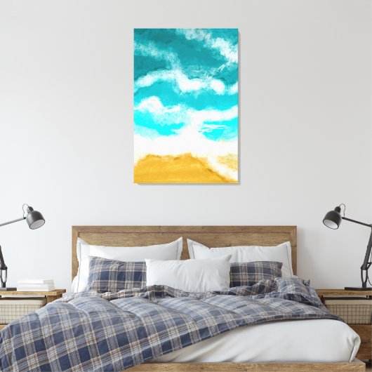 Kustturquoise Waves Seaside Ocean Canvas Afdruk (Insitu (Slaapkamer))