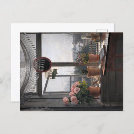 Kustuitnodiging: Open raam & zeegezicht Briefkaart