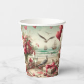 Kustvaart/nautische Valentijnsdag Papieren Bekers (Achterkant)