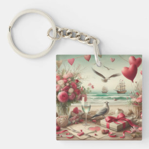 Kustvaart/nautische Valentijnsdag Sleutelhanger