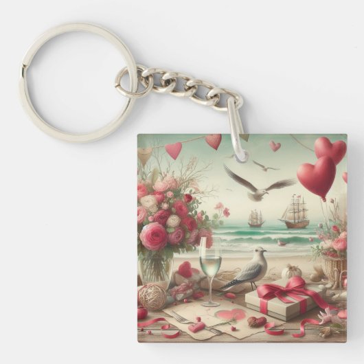 Kustvaart/nautische Valentijnsdag Sleutelhanger (voorkant)