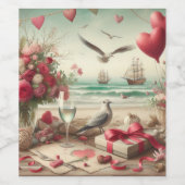 Kustvaart/nautische Valentijnsdag Wijn Etiket (Enkel label)