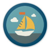 Kustvaart, zeilboot keramische knop (Voorkant)