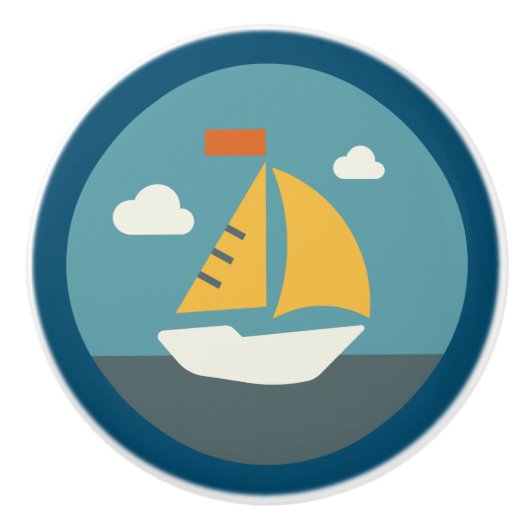 Kustvaart, zeilboot keramische knop (Voorkant)