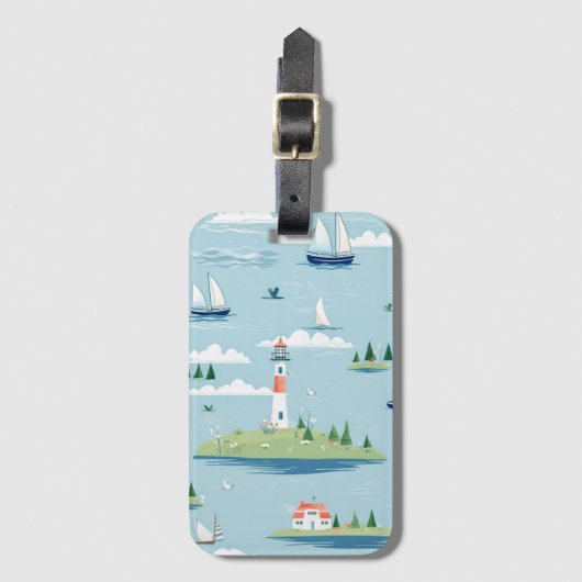 Kustvaartuigen nautische vuurtoren bagagelabel (Voorkant (verticaal))