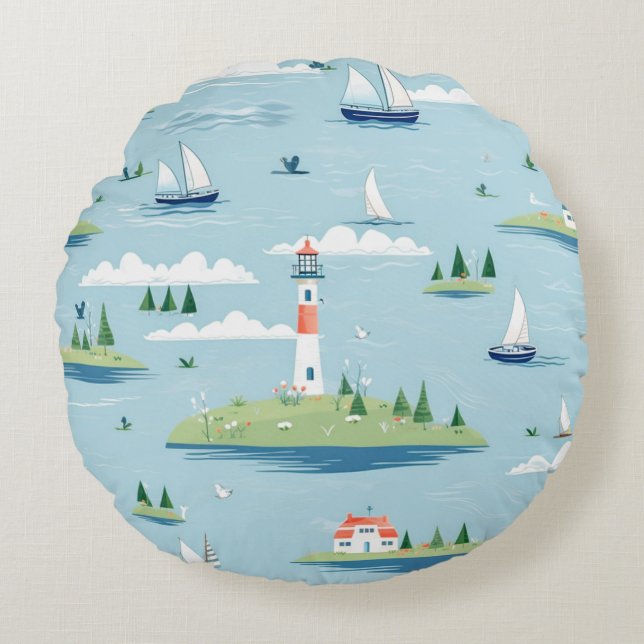 Kustvaartuigen nautische vuurtoren rond kussen (Voorkant)
