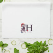 Kustvakantie Santa Octopus Monogram Theedoek (Gevouwen)