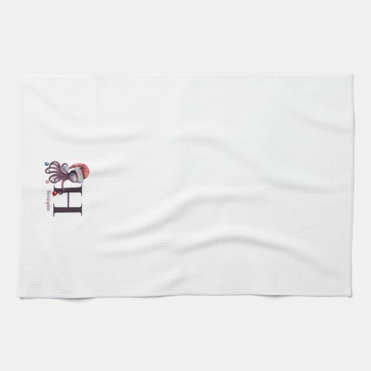 Kustvakantie Santa Octopus Monogram Theedoek (Horizontaal)