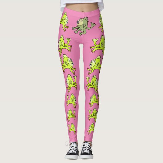 KUSTVANGST, PINK, GROEN, CARTOON, LEGGINGS (Voorkant)