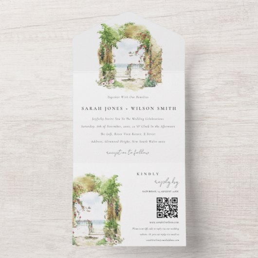 Kustvarken strand zeebaars QR-code All In One Uitnodiging (Binnen)