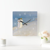 Kustveeg Zee Beach Blue Hour  schilderen Vierkante Klok (Huis)