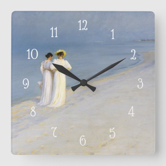 Kustveeg Zee Beach Blue Hour  schilderen Vierkante Klok (Voorkant)
