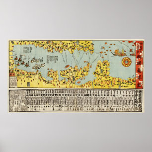 Kustverdediging van de Tokio Bay of Japan Map Poster
