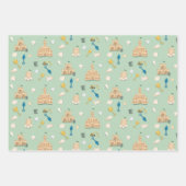 Kustverjaardag Sandcastle Beach Seashell Inpakpapier Vel (Voorkant)