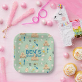 Kustverjaardag Sandcastle Beach Seashell Papieren Bordje (Feest)