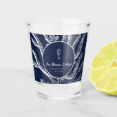 Kustverrukking: Blauw en Wit Aangepast Shot Glas (Voorkant)