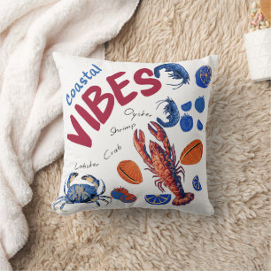 Kustvibes Retro Vis & Schaaldieren Kussen