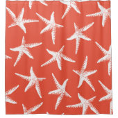 Kustvis en koraalroze douchegordijn (Voorkant)