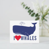 Kustvis I Love Whales Quote Modern Blue Typografie Briefkaart (Staand voorkant)