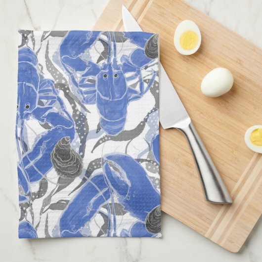 Kustvis Levende Blauwe Kreeften Theedoek (Quarter Fold)