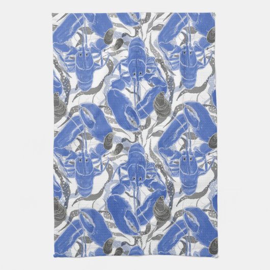 Kustvis Levende Blauwe Kreeften Theedoek (Verticaal)