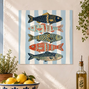 Kustvis muurkunst volkskunst nautische huisdecorat poster