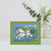 KUSTVLIEGTUIG CHRISTMAS PONY PULLING PINECONE SLEI BRIEFKAART (Staand voorkant)