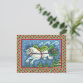 KUSTVLIEGTUIG CHRISTMAS PONY PULLING PINECONE SLEI BRIEFKAART (Staand voorkant)