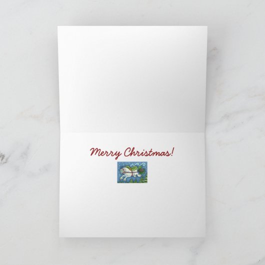 KUSTVLIEGTUIG CHRISTMAS PONY PULLING PINECONE SLEI FEESTDAGEN KAART (Binnen)