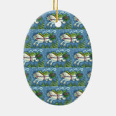 KUSTVLIEGTUIG CHRISTMAS PONY PULLING PINECONE SLEI KERAMISCH ORNAMENT (Achterkant)