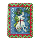 KUSTVLIEGTUIG CHRISTMAS PONY PULLING PINECONE SLEI MAGNEET (Verticaal)