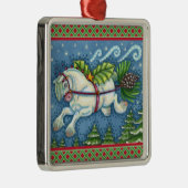 KUSTVLIEGTUIG CHRISTMAS PONY PULLING PINECONE SLEI METALEN ORNAMENT (Rechts)