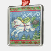 KUSTVLIEGTUIG CHRISTMAS PONY PULLING PINECONE SLEI METALEN ORNAMENT (Links)