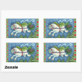 KUSTVLIEGTUIG CHRISTMAS PONY PULLING PINECONE SLEI RECHTHOEKIGE STICKER (Vel)