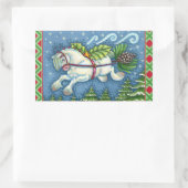 KUSTVLIEGTUIG CHRISTMAS PONY PULLING PINECONE SLEI RECHTHOEKIGE STICKER (Tas)