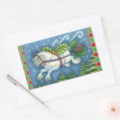 KUSTVLIEGTUIG CHRISTMAS PONY PULLING PINECONE SLEI RECHTHOEKIGE STICKER (Envelop)