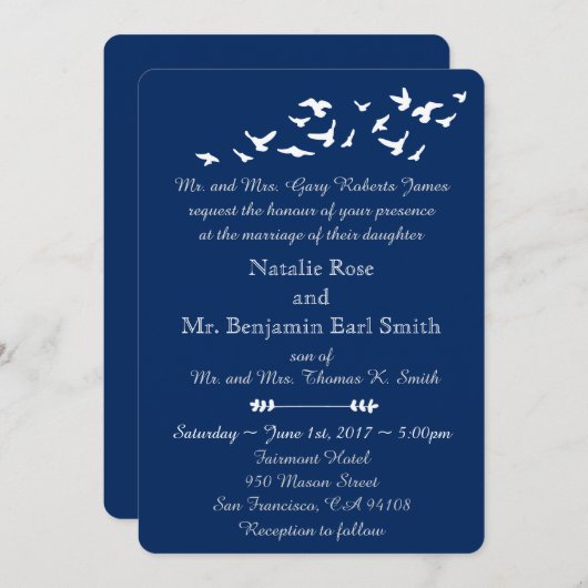 Kustvogels bruiloft | Eenvoudige elegante Sjabloon Kaart (Voorkant / Achterkant)