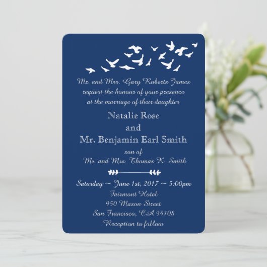 Kustvogels bruiloft | Eenvoudige elegante Sjabloon Kaart (Staand voorkant)