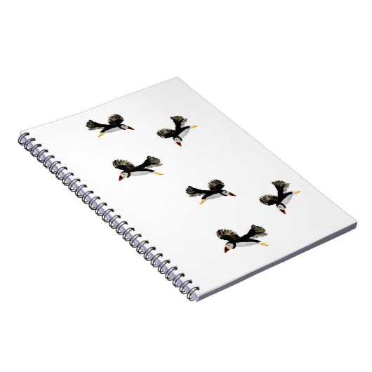 Kustvogels die Puffins vliegen Notitieboek (Rechterzijde)