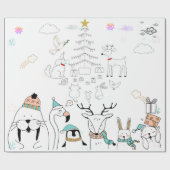 KUSTVORSTDIEREN BIJ CHRISTMAS Wrapping Paper Cadeaupapier (Vlak)