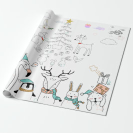 KUSTVORSTDIEREN BIJ CHRISTMAS Wrapping Paper Cadeaupapier