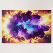 Kustvuurblauw en paarse nebula sterlandschap legpuzzel (Horizontaal)