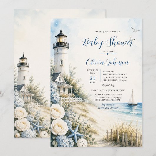 Kustvuurtoren Baby Shower Kaart (Voorkant / Achterkant)