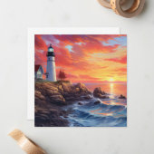 Kustvuurtoren bij Sunset Design Notitiekaartje (Voorkant / Achterkant in situ)