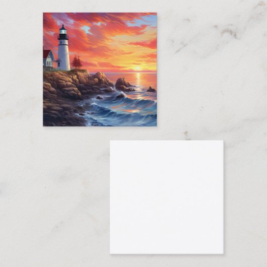 Kustvuurtoren bij Sunset Design Vierkante Visitekaartje (Voorkant / Achterkant)
