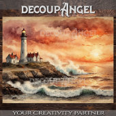 Kustvuurtoren bij zonsondergang - Decoupage - Tissuepapier