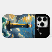Kustvuurtoren bij zonsondergang iPhone hoesje (Achterkant horizontaal)