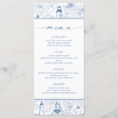 Kustvuurtoren Blauw Toile Bruiloft Menu (Voorkant)